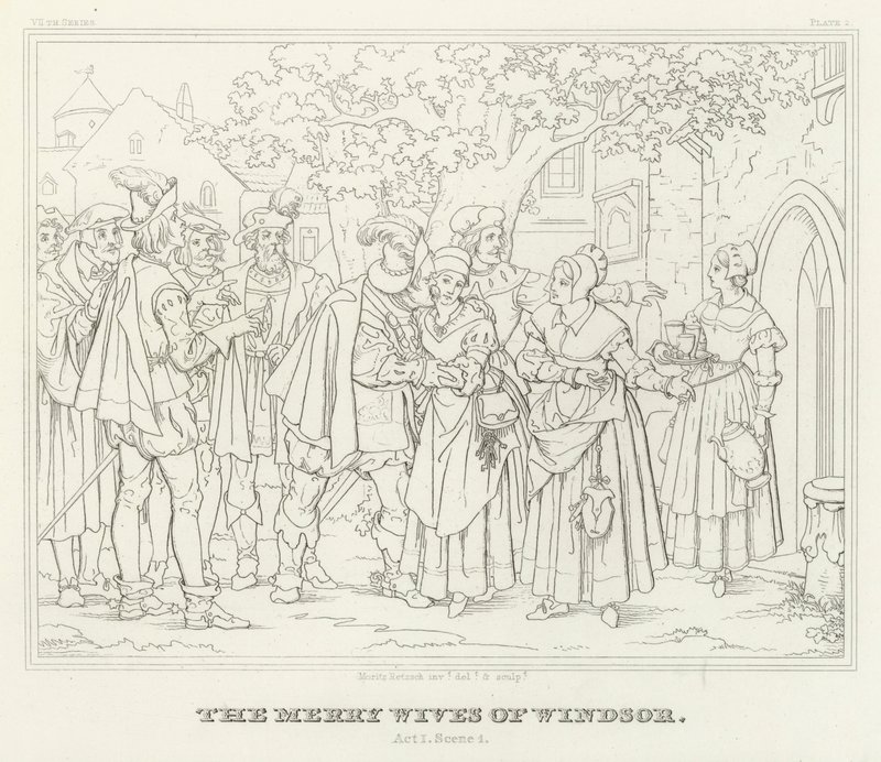 De Vrolijke Vrouwtjes van Windsor, Act I, Scene 1 door Friedrich August Moritz Retzsch