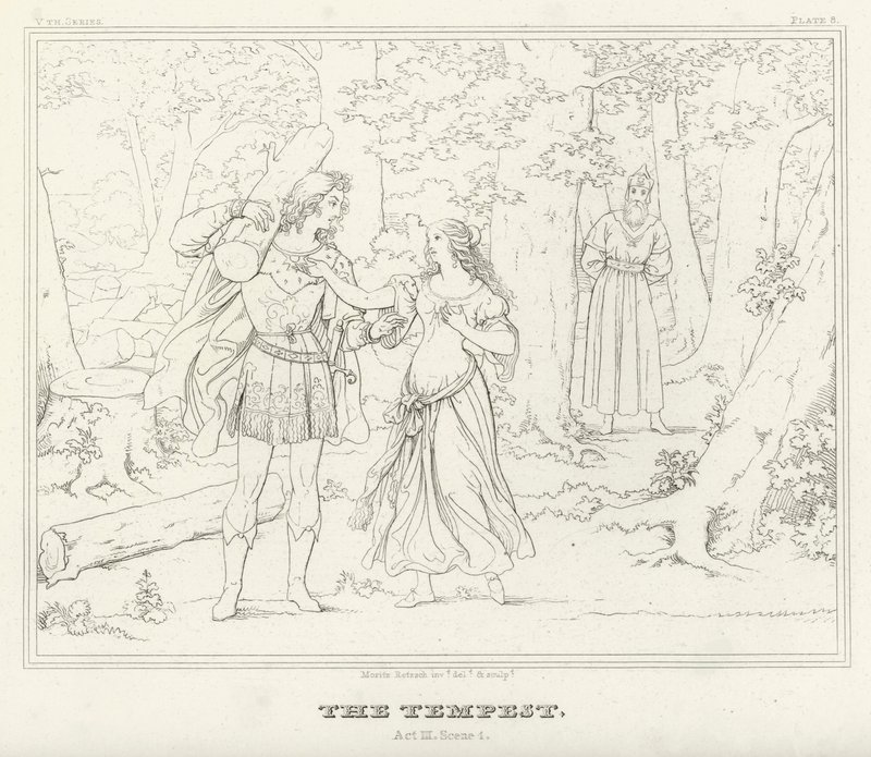 De Storm, Act III, Scene 1 (gravure) door Friedrich August Moritz Retzsch