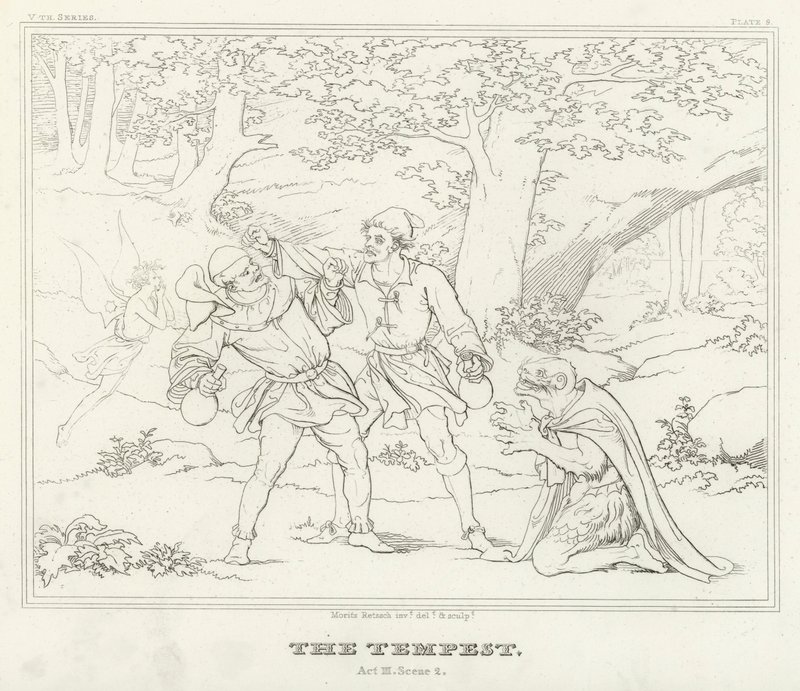 De Storm, Act III, Scene 2 (gravure) door Friedrich August Moritz Retzsch