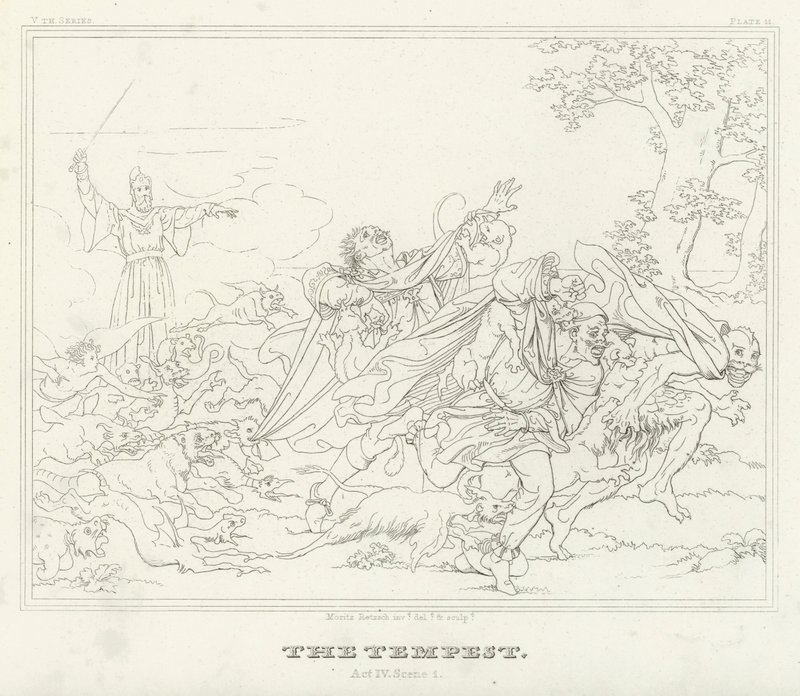 De Storm, Act IV, Scene 1 door Friedrich August Moritz Retzsch