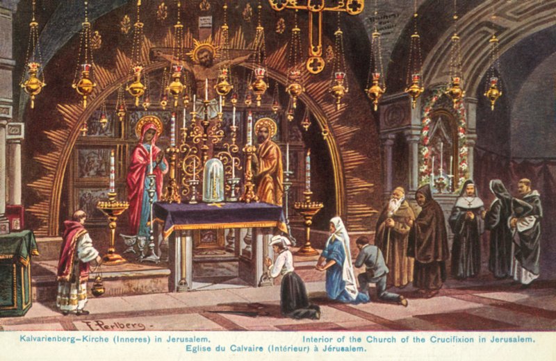 Altaar van de Kruisiging, Heilig Grafkerk, Jeruzalem door Friedrich Perlberg