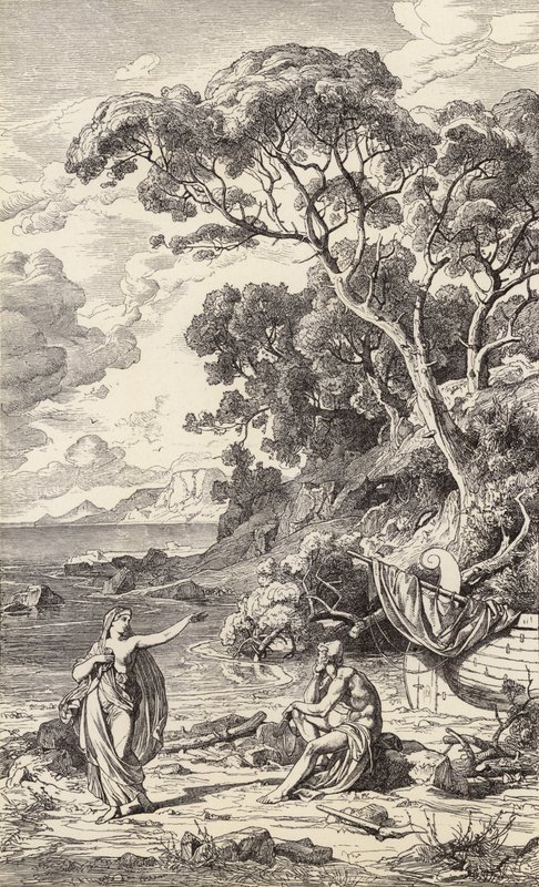 Odysseus en Calypso door Friedrich the Elder Preller
