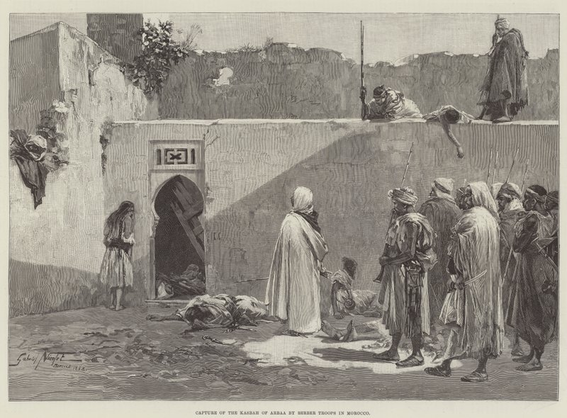 Verovering van de Kasbah van Arbaa door Berberse troepen in Marokko door Gabriel Nicolet