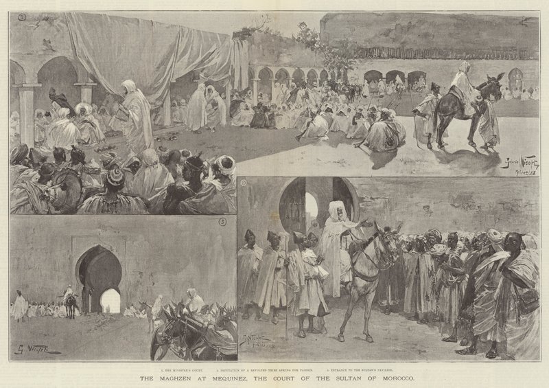De Maghzen in Mequinez, het hof van de sultan van Marokko door Gabriel Nicolet