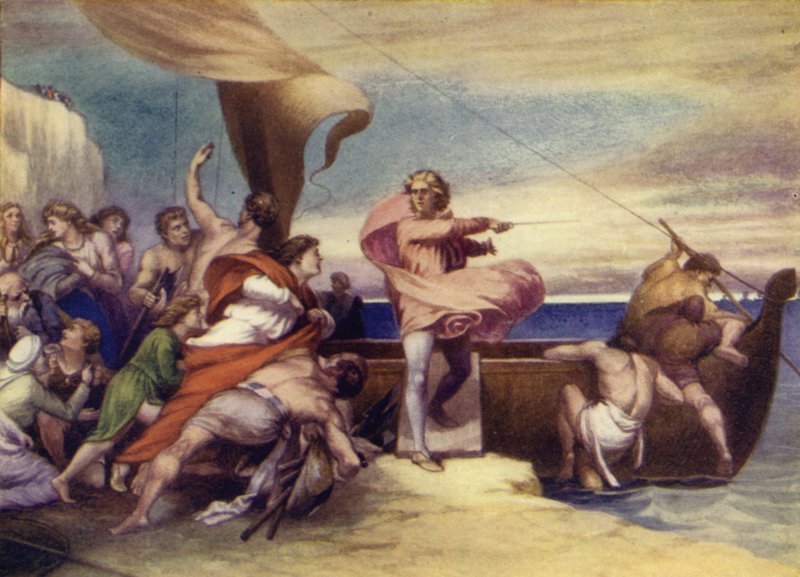 Alfred die de Saksen aanspoort om de Denen te weerstaan door George Frederick Watts