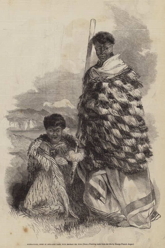Munga-Kahu, Hoofd van Roto-Aire Meer, met Ko-Mari zijn Vrouw door George French Angas