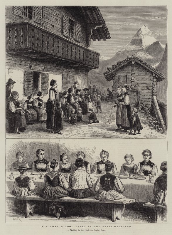 Een zondagsschooluitje in het Zwitserse Oberland door George Goodwin Kilburne