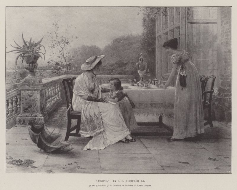 Tante, in de tentoonstelling van het Institute of Painters in Water Colours door George Goodwin Kilburne