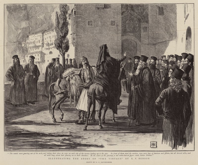 Illustratie van het Verhaal van De Oogst door E F Benson door George Percy Jacomb Hood