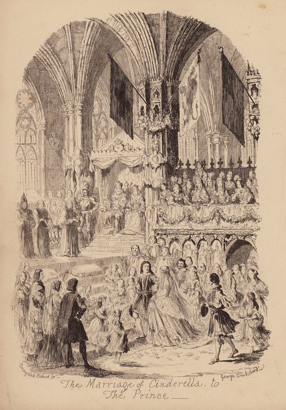 Assepoester en het Glazen Muiltje door George (after) Cruikshank