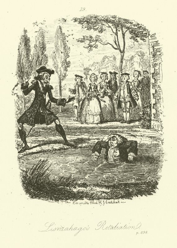 Illustratie voor Humphry Clinker door Tobias Smollett (gravure) door George (after) Cruikshank