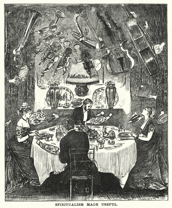 Punch cartoon: Spiritualisme nuttig gemaakt door George (after) Du Maurier