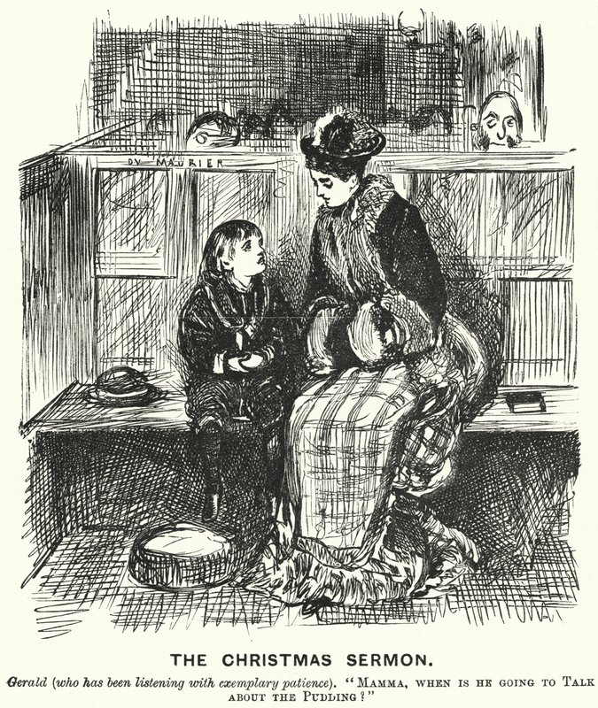 Punch cartoon: De Kerstpreek door George (after) Du Maurier