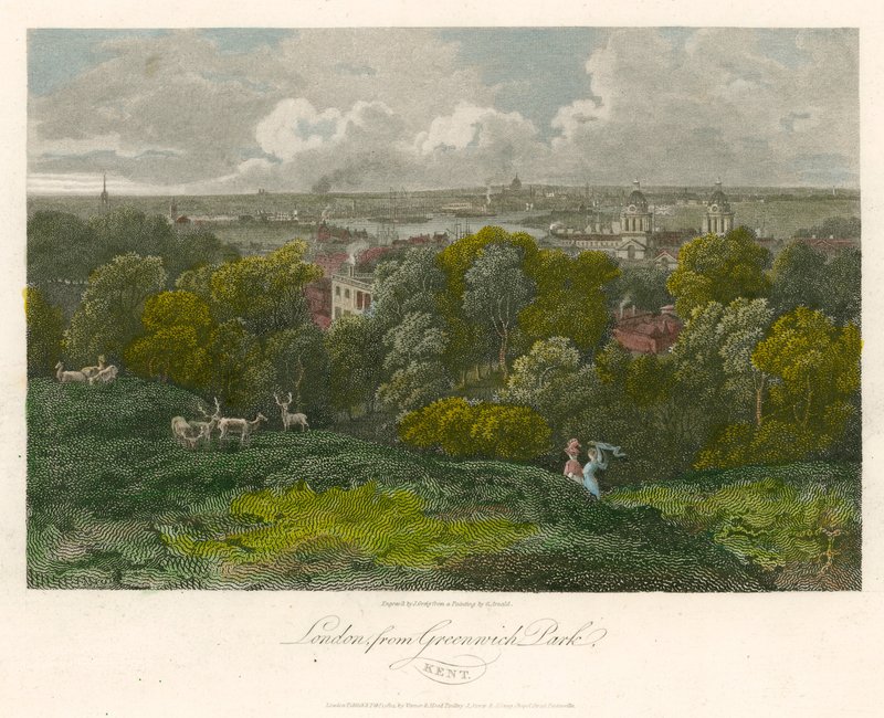 Londen vanuit Greenwich Park, Kent door George Arnald