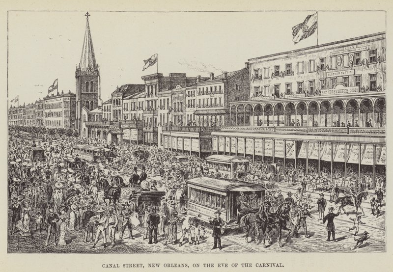 Canal Street, New Orleans, aan de vooravond van het carnaval door George Augustus Sala