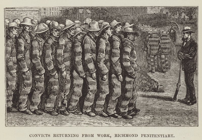 Gevangenen die terugkeren van werk, Richmond Penitentiary door George Augustus Sala
