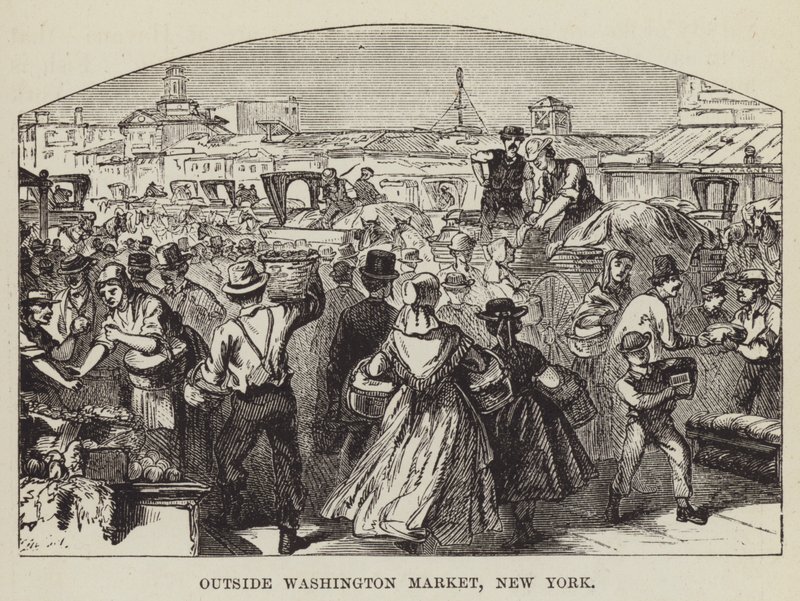 Buiten de Washington Market, New York door George Augustus Sala