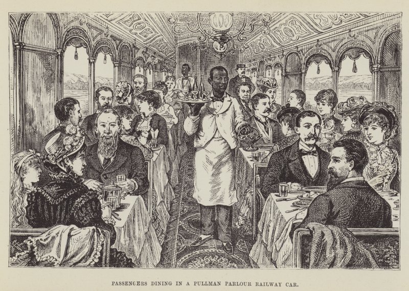 Passagiers dineren in een Pullman salonrijtuig door George Augustus Sala