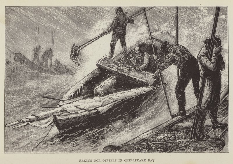 Oesters harken in Chesapeake Bay door George Augustus Sala