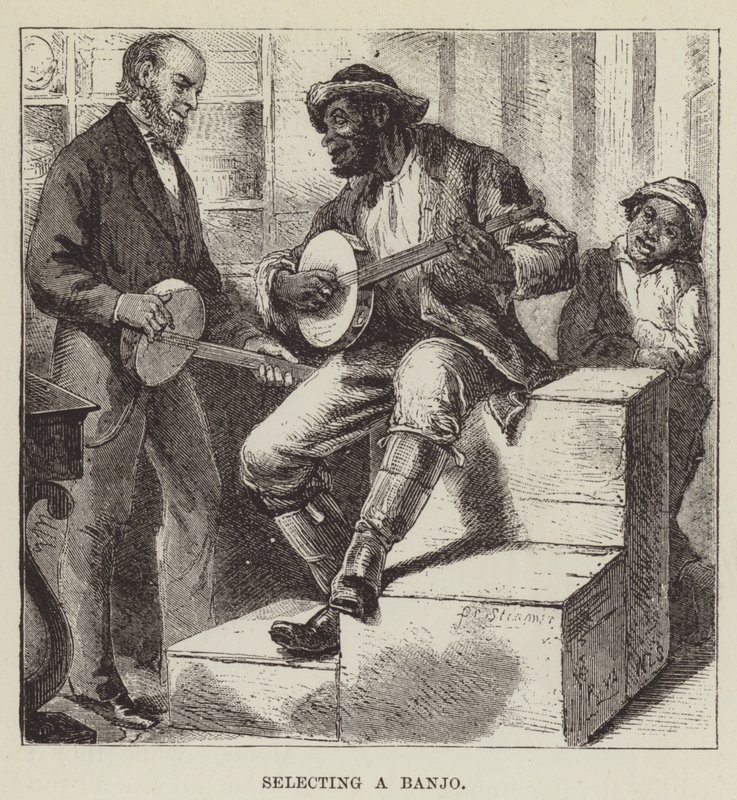 Een banjo selecteren door George Augustus Sala