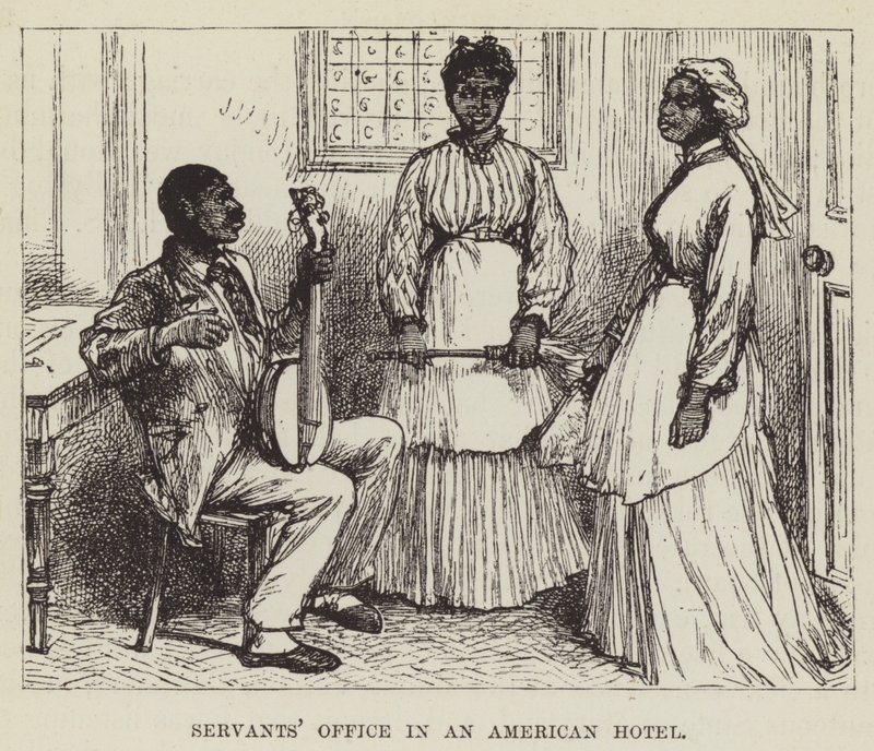 Dienstbodekantoor in een Amerikaans hotel door George Augustus Sala