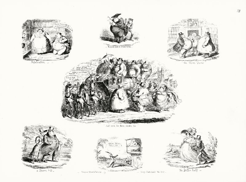 Cartoons van George Cruikshank over het thema obesitas door George Cruikshank