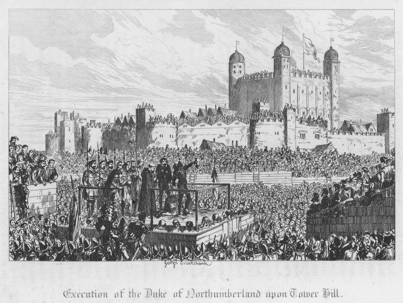 Executie van de Hertog van Northumberland op Tower Hill door George Cruikshank