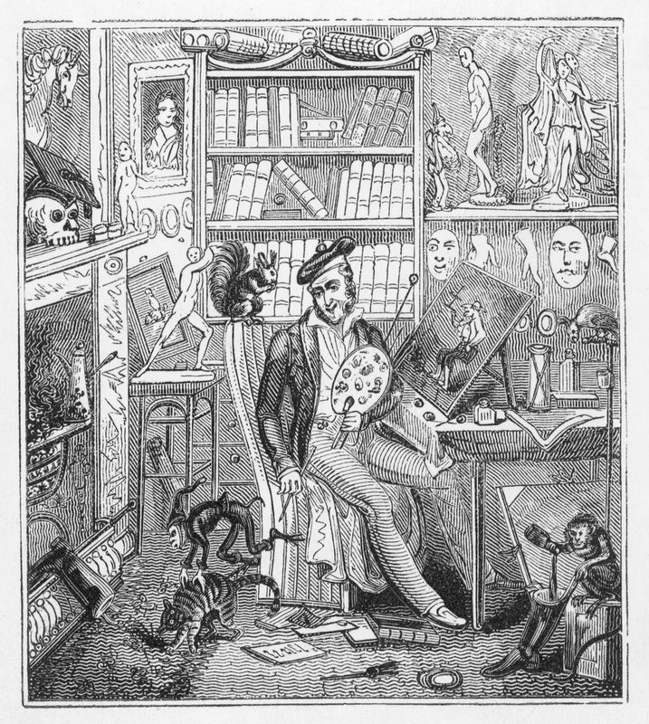 Frontispice illustratie voor Cruikshank at Home door George Cruikshank