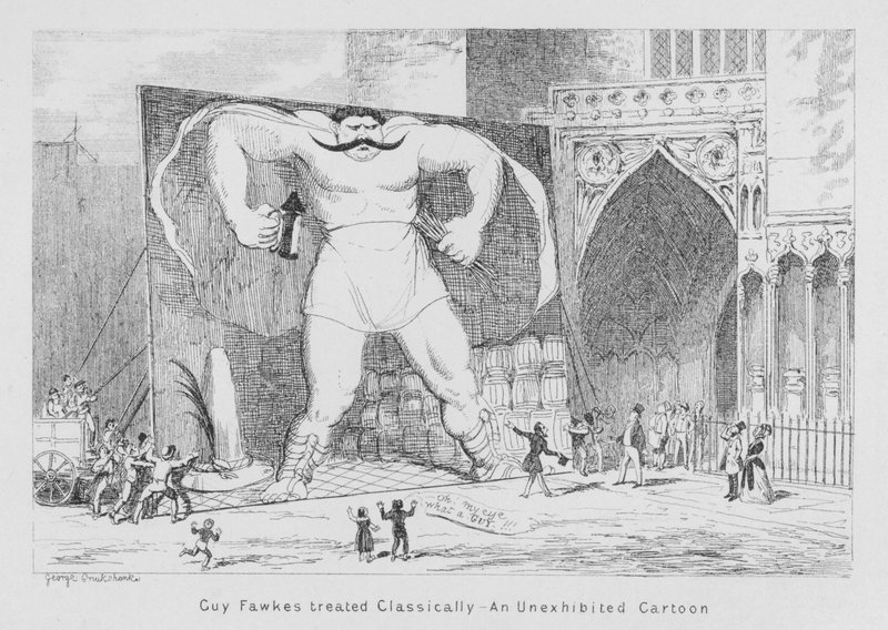 Guy Fawkes klassiek behandeld, Een niet tentoongestelde cartoon door George Cruikshank