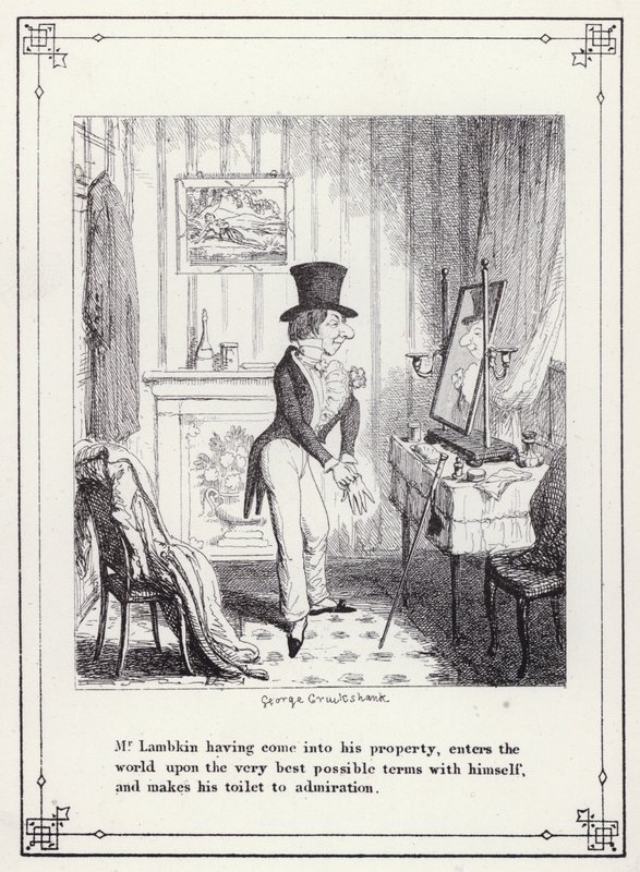 Illustratie voor Het Eigen Boek van de Vrijgezel, of De Voortgang van de Heer Lambkin (Gent) (gravure) door George Cruikshank