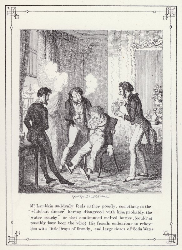 Illustratie voor Het Eigen Boek van de Vrijgezel, of De Voortgang van de Heer Lambkin (Gent) (gravure) door George Cruikshank