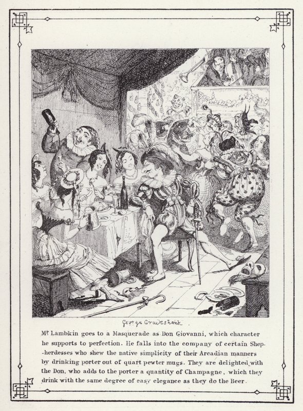 Illustratie voor Het Eigen Boek van de Vrijgezel, of De Voortgang van de Heer Lambkin (Gent) (gravure) door George Cruikshank