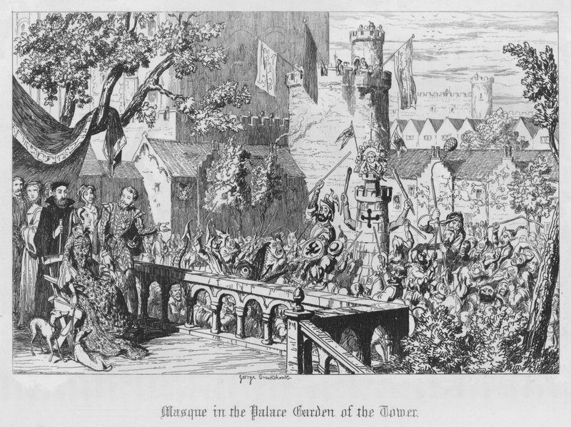Maskerade in de Paleistuin van de Toren door George Cruikshank