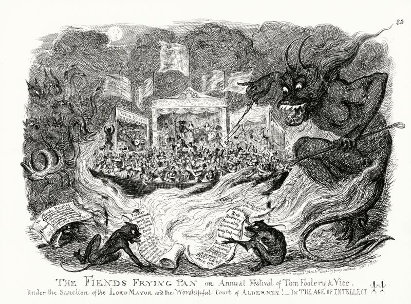 De Duivels Braadpan, of Jaarlijks Festival van Dwaasheid & Ondeugd onder de Sanctie van de Burgemeester en het Eerwaardige Hof van Schepenen! In het Tijdperk van Intellect! door George Cruikshank