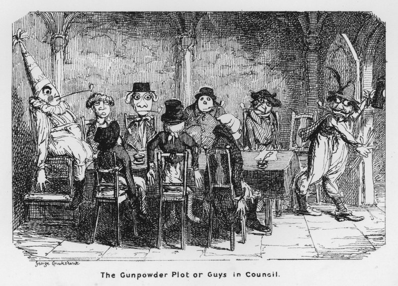 Het Buskruitverraad of Guys in Raad door George Cruikshank
