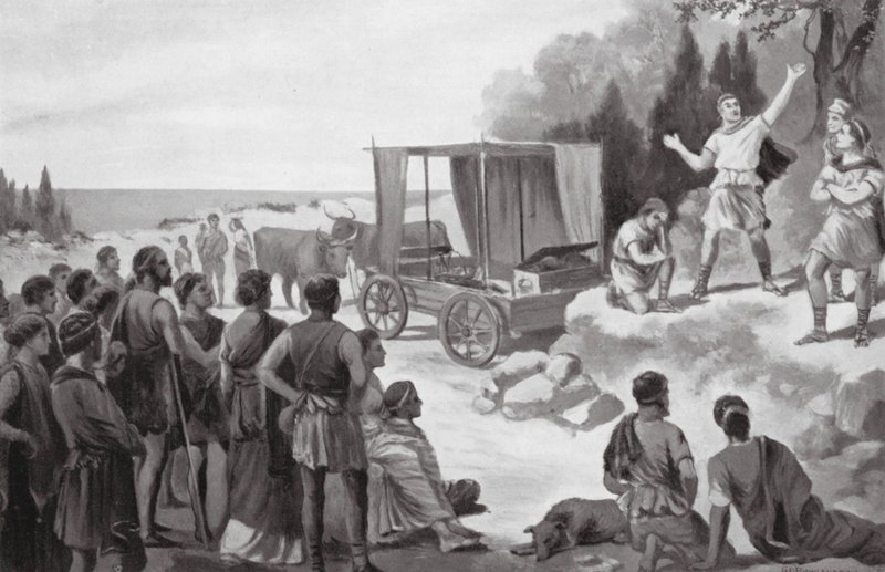 De Wagen van Thespis door George Derville (after) Rowlandson