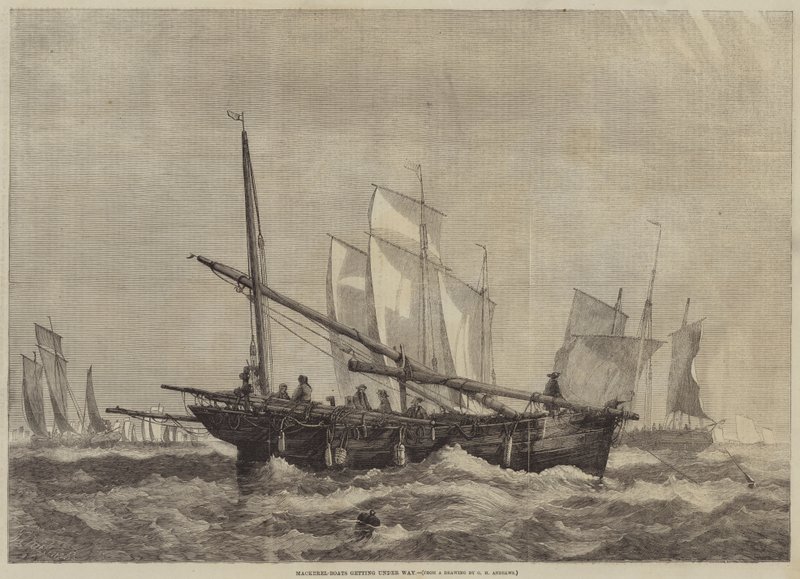 Makreelboten die Onderweg zijn door George Henry Andrews