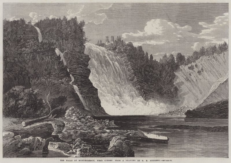 De watervallen van Montmorency, nabij Quebec door George Henry Andrews