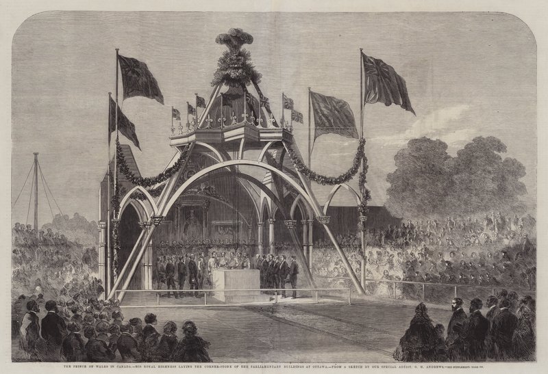 De Prins van Wales in Canada, Zijne Koninklijke Hoogheid legt de eerste steen van de parlementsgebouwen in Ottawa door George Henry Andrews
