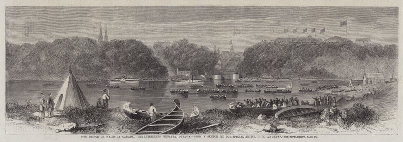 De Prins van Wales in Canada, de Houthakkers Regatta, Ottawa door George Henry Andrews
