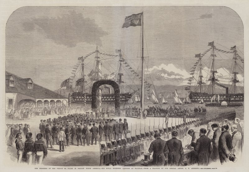 De Voortgang van de Prins van Wales in Brits Noord-Amerika, Zijne Koninklijke Hoogheid landt in Halifax door George Henry Andrews