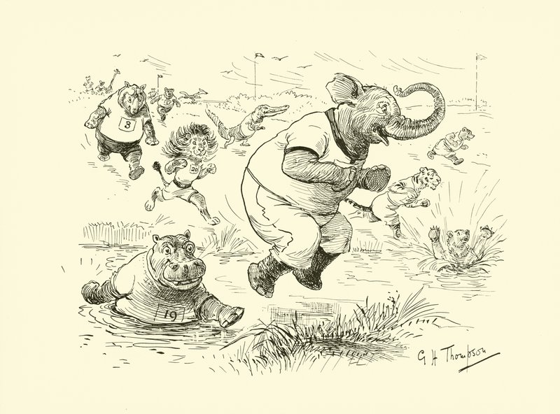 Dieren op de Olympische Spelen (litho) door George Henry Thompson