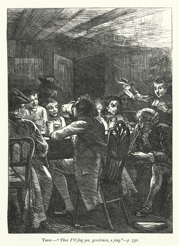 Illustratie voor She Stoops To Conquer (gravure) door George John Pinwell