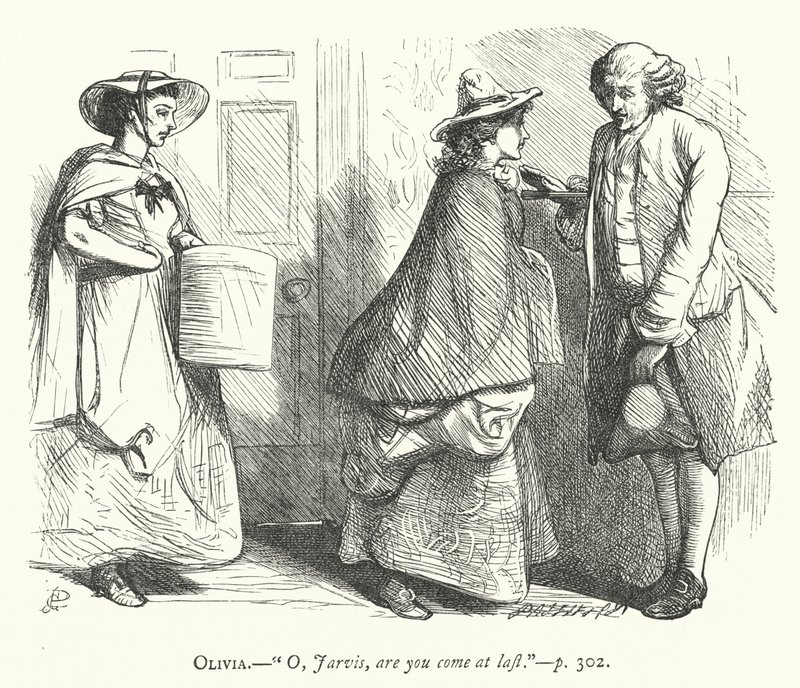 Illustratie voor The Good-Natured Man door George John Pinwell
