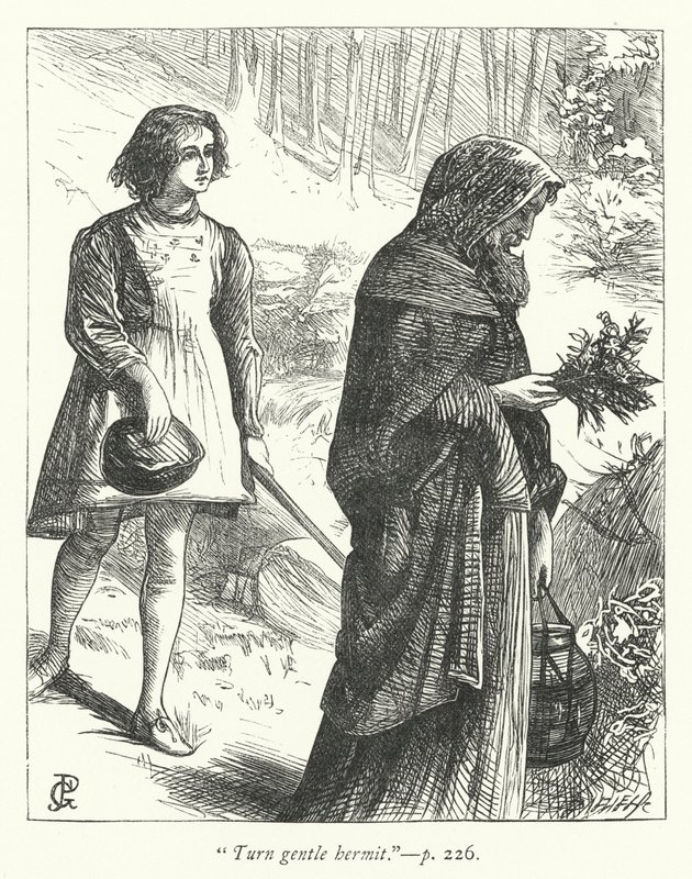 Illustratie voor The Hermit (gravure) door George John Pinwell