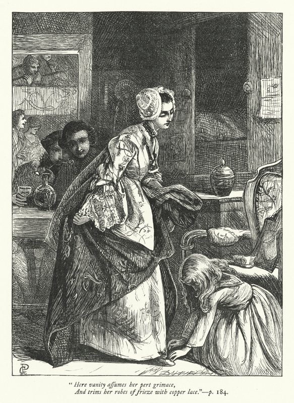 Illustratie voor The Traveller (gravure) door George John Pinwell
