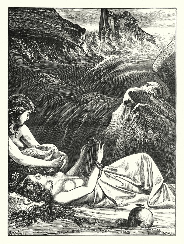 De Laatste van de Sirenen (gravure) door George John Pinwell