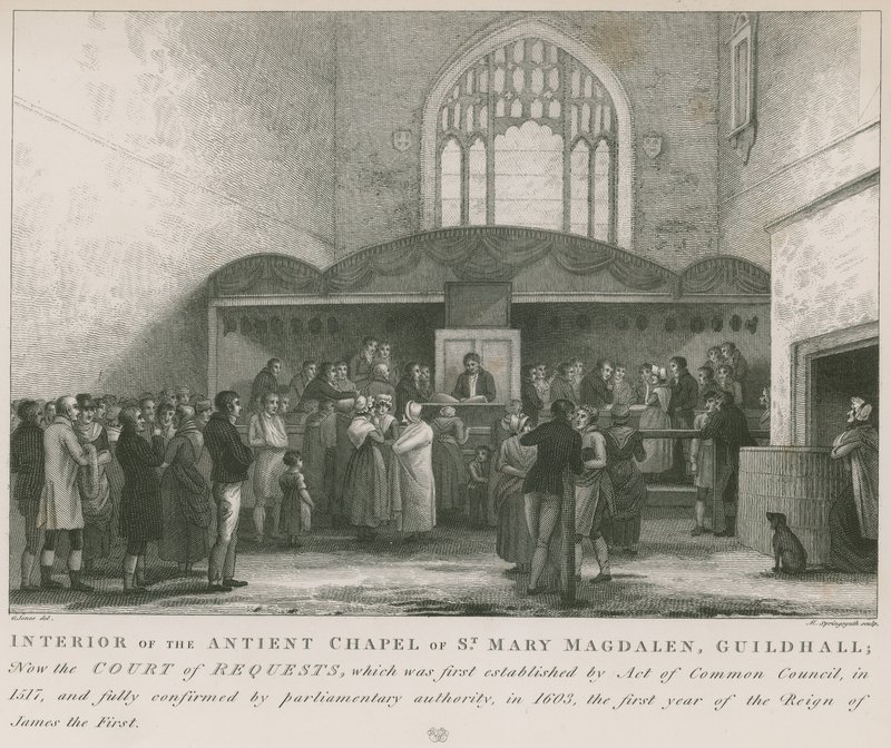 Interieur van de oude kapel van St. Mary Magdelene, Guildhall door George Jones