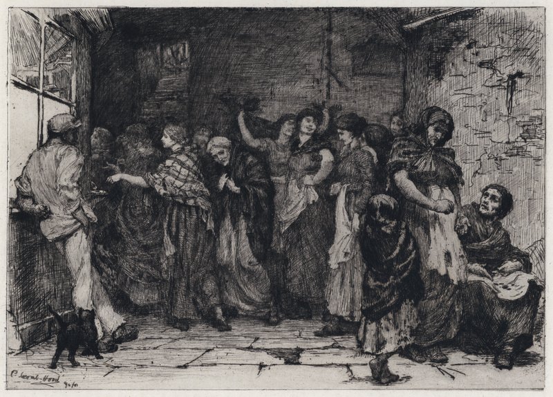 Uitbetalingsdag in een Katoenfabriek door George Percy Jacomb Hood