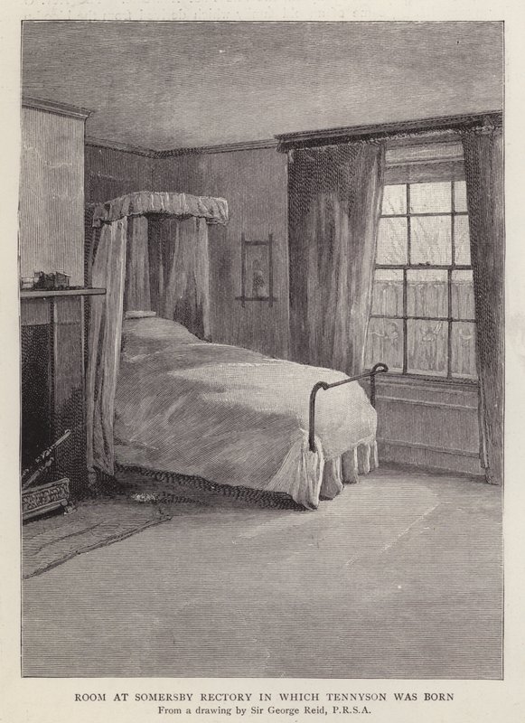 Kamer in Somersby Rectory, Lincolnshire, waar de Engelse dichter Alfred, Lord Tennyson in 1809 werd geboren door George Reid